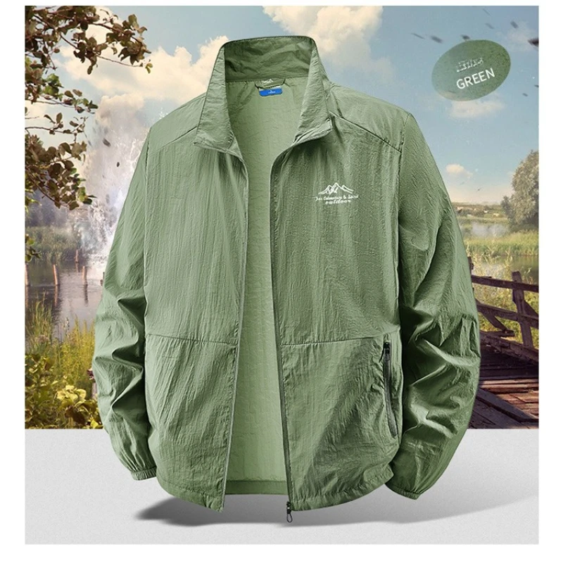 Hunting Outdoor Clothing Brands - UPF50+ เสื้อโค้ทผู้ชายเสื้อแจ็คเก็ตน้ำหนักเบาฤดูร้อนการล่าสัตว์ปีนเขากีฬาป้องกันรังสียูวีกลางแจ้งตกปลาผิวระบายอากาศได้ดีขี่จักรยานแคมป์ปิ้ง