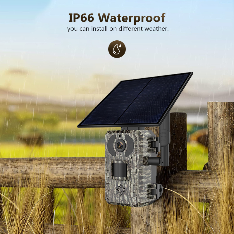 Outdoor Hunting Camera Wifi - กล้องล่าสัตว์ป่ากลางแจ้ง4MP 4G พร้อมแอป WiFi IP66กันน้ำใช้แผงโซล่าเพื่อความปลอดภัย